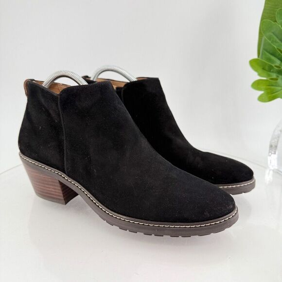 Sam Edelman Womens Pryce Ankle Boots Black Suede Block Heel Zip Up Size 10 M - Picture 2 of 13